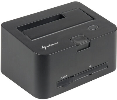 Sharkoon HDD Dokkoló - QuickPort Combo U3 (2,5"-3,5" SataHDD - IDE HDD; 5,25" IDE ODD; USB3.0 csat.; fekete)