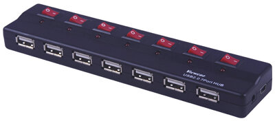 USB HUB 7 Port Wiretek külső táppal VE593