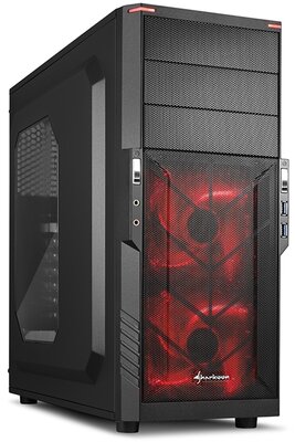 Sharkoon - T3-W Számítógépház fekete; vörös belső