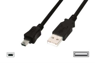 Assmann USB A /miniUSB B M/M kábel 3.0 m Fekete