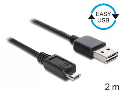 Delock EASY-USB 2.0 -A apa > USB 2.0 micro-B apa kábel, 2 m