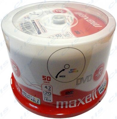 Maxell 4,7GB DVD-R nyomtatható 16x DVD lemez 50db/henger