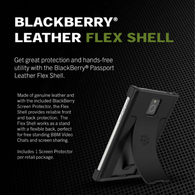 Blackberry BB PASSPORT LEATHER FLEX SHELL BLACK ON BLACK (ACC-60721-001)