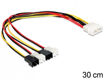 Delock Molex 4 pin apa > 4 x 2 pin ventillátor tápkábel