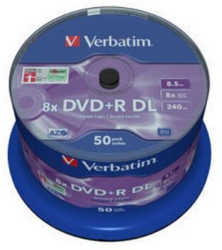 Verbatim 43758 AZO DVD+R DL lemez Hengerdobozban 50db