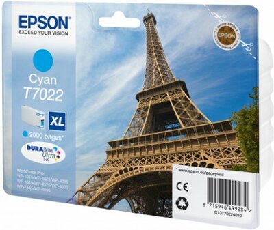 EPSON Patron WorkForce Pro WP-4000/4500 Series Ink Cartridge XL Kék (Cyan) 2.0k