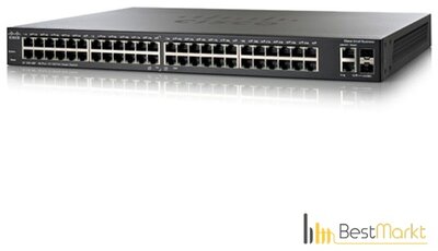 Cisco SF200-48P 48 LAN 10/100Mbps, 2 miniGBIC, 2 RJ45 Smart menedzselhető PoE switch