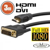 Delight 20381 HDMI M - DVI-D M Adapterkábel 3m Fekete