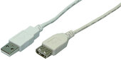 LogiLink USB Cable,USB 2.0, male/female, grey,3m