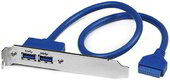 Startech USB3SPLATE 2 Port USB 3.0 A - Slot Plate hátlapi kivezetés 0.5m - Kék