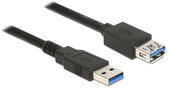 Delock 85053 USB 3.0 Type-A apa - USB 3.0 Type-A anya kábel 0.5m - Fekete