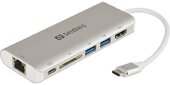 Sandberg USB-C dokkoló állomás HDMI+LAN+SD+USB, 61W