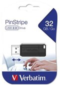 VERBATIM Pendrive, 32GB, USB 2.0, 10/4MB/sec, "PinStripe", fekete