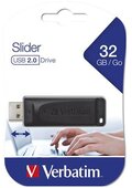 VERBATIM Pendrive, 32GB, USB 2.0, "Slider", fekete