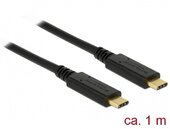DELOCK kábel USB 3.1 Gen 2 Type-C male/male összekötő, 1m, 5A E-Marker