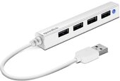 Speedlink SL-140000-WE SNAPPY SLIM USB Hub, 4-Port, USB 2.0, Passzív, fehér