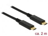 DELOCK kábel USB 3.0 Type-C male/male összekötő, 2m, 3A E-Marker