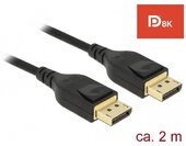 DELOCK kábel Displayport 1.2 male/male összekötő 8K 60Hz, 2m, fekete