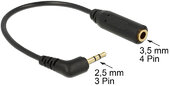 Delock Audio Cable Stereo jack 2.5 mm 3 pin male > Stereo jack 3.5 mm 4 pin female angled (65674)