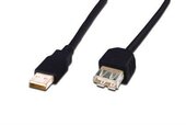 Assmann USB2.0, Hosszabbító Kábel 3m - Fekete