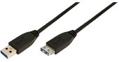 LogiLink USB 3.0 Hosszabbító kábel Type A>TypeA, fekete 3m
