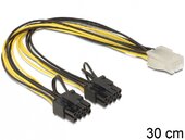 Delock Cable PCI Express power supply 6 pin female > 2 x 8 pin male