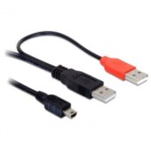 Delock USB Y kábel  2xUSB-A 2.0 apa - USB mini 5 pin