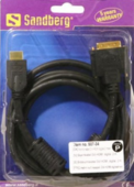 Sandberg DVI M - HDMI M Adapterkábel Fekete 2m