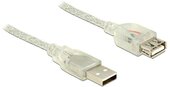 Delock USB 2.0 M - USB 2.0 F Hosszabbítókábel 1m - Áttetsző