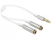 Delock kábel, audio sztereo jack apa, 3.5 mm > 2 x sztereo jack anya, 25 cm