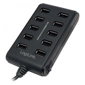 LogiLink USB 2.0 10 portos hub, ki/be kapcsolóval