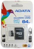 A-data Premier Micro SDXC UHS-I 64GB (Video Full HD) +SDHC Adapter