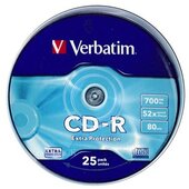 Verbatim CD-R 700 MB, 80min, 52x, hengeren (DataLife) 25db/csomag